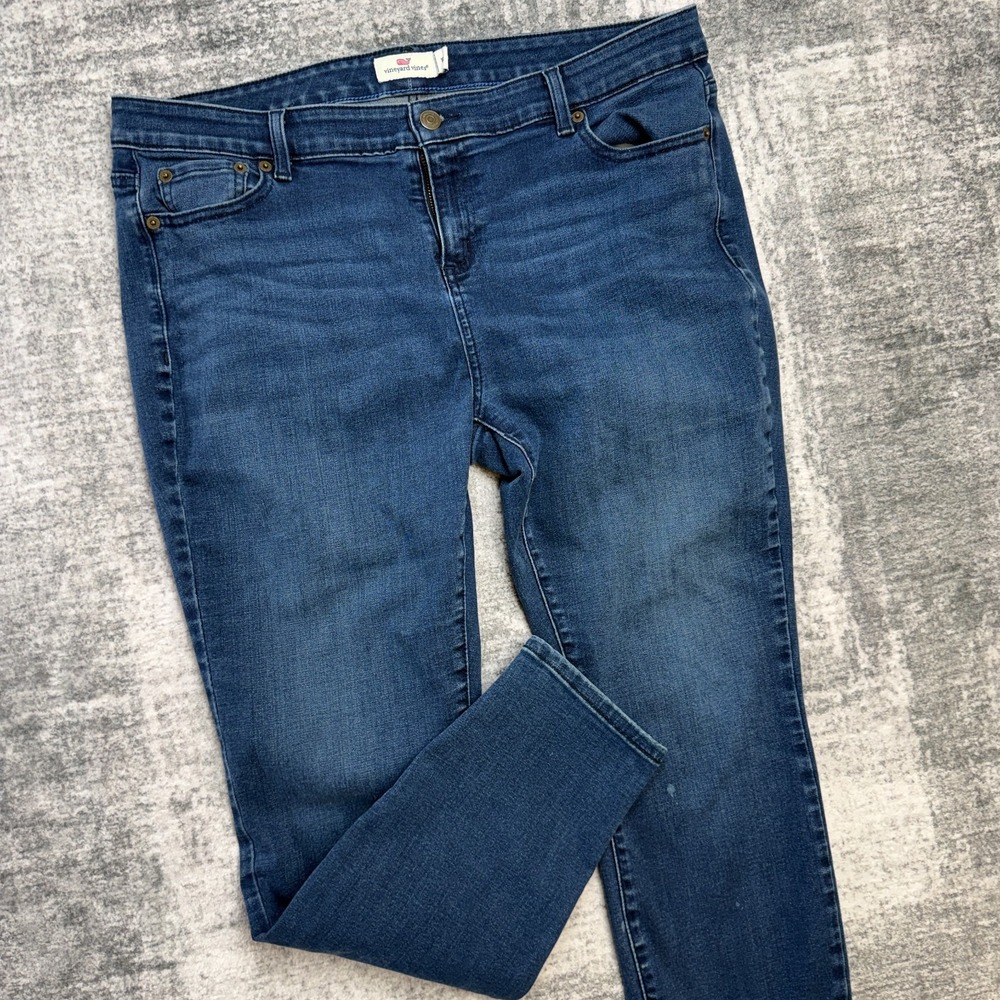 Vineyard Vines Jeans Womens 16 Medium Wash Blue Slim Ankle‎ Stretch Denim 34x27